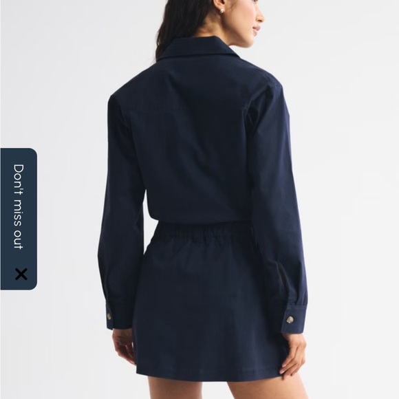 Abercrombie & Fitch Utility Mini Dress Skorts Navy Size M Long Sleeve Stretchy - Picture 13 of 15